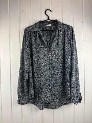 Morris & Co x H&M Damen Bluse   Blau/Grau gemustert Größe M   #G4/87