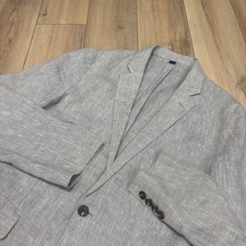 JCREW Thompson Linen Blazer Suit Jacket Blazer 36 Two-Button Mens Summer Gray