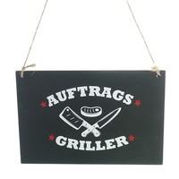 Riffelmacher Bbq-Schild Auftragsgriller Schwarz Zum HäNgen 18 Cm X12 Cm- Holz