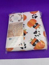Pumpkin Kitty Vinyl Tablecloths 60" x 84" Vinyl Cat Halloween Table Covers