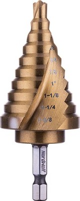 NordWolf HSS Titanium SAE Step Drill Bit, Spiral Groove Double Flute Unibit w...