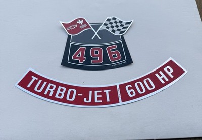 496 600 HP CHROME AIR CLEANER DECAL CHEVY CAMARO CHEVELLE NOVA NEW