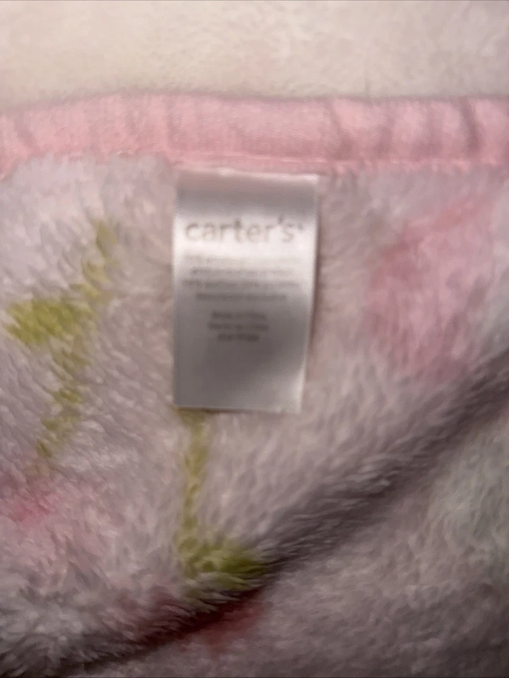 Carters Pink Bunny Micropelush Conejo Flores Mariposa Bebé Manta Acrílico Poliéster Foto 4 de 4