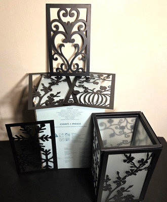 PartyLite Large Change-O-Luminary Lantern P90508 Candle Holder 4 Seasonal Panels