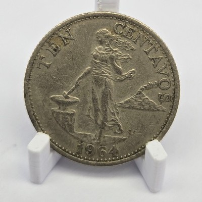 1964 Philippines 10 Centavos Coin Ten Sentimos Bank of the Philippines Circulate