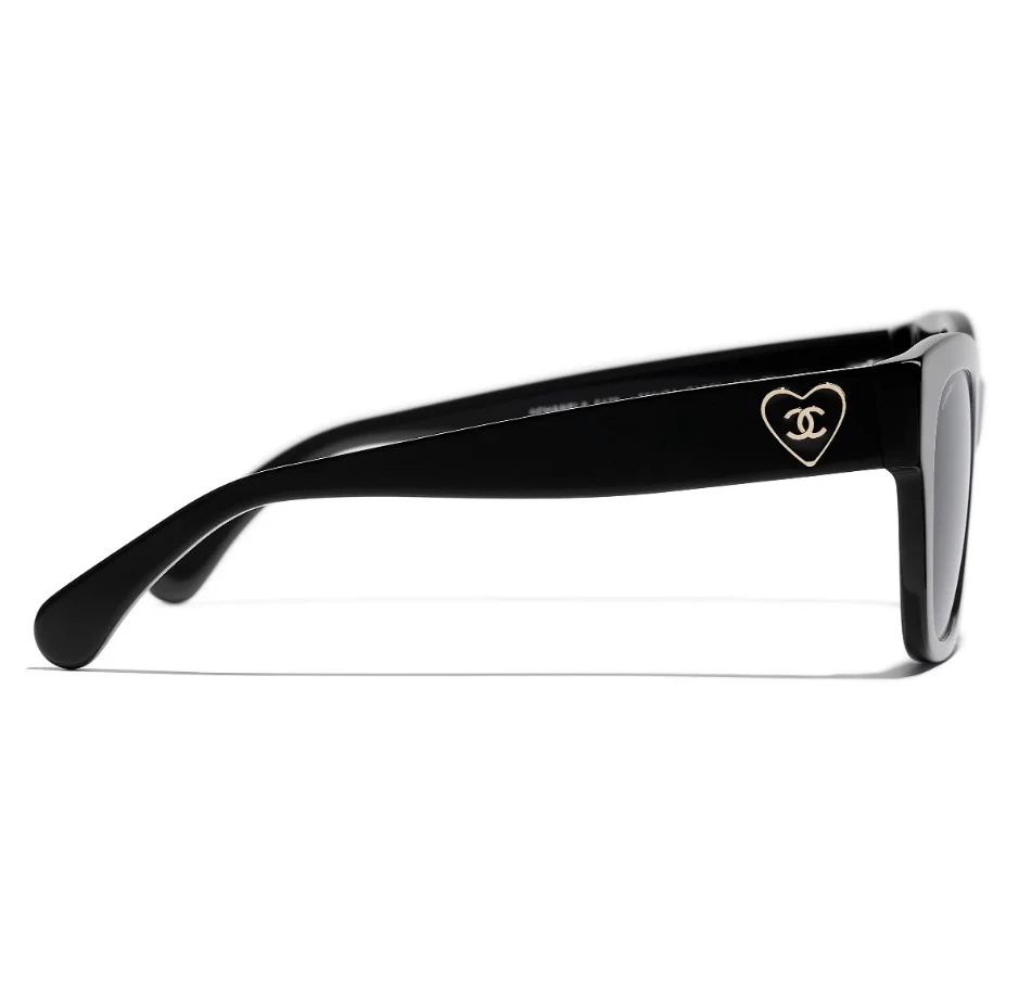 NEW CHANEL 5478 SQUARE HEART SUNGLASSES BLACK & GOLD 501/S4! SHIPS