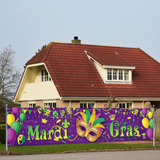 Large Mardi Gras Outdoor Banner Purple Carnival Yard Sign Banner Mardi Gras Outd