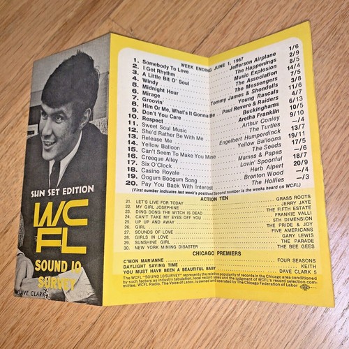 WCFL SOUND 10 SURVEY Chicago Station DAVE CLARK (Dave Clark 5) June 1, 1967 - Picture 2 of 4