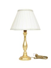 LAMPADA LUME IN LEGNO DORATO DA TAVOLO PARALUME TESSUTO AVORIO PLISSÈ H 40 CM