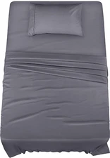 Bedding Twin Bed Sheets Set 3 Piece - Brushed Microfiber - Fade Resistant (Grey)