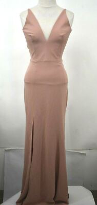 Dress the Population Pink Kinsley Sleeveless Plunge Neckline Wide Leg Jumpsuit