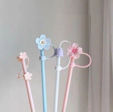 Straw Topper Sakura Flower Starbucks Tumbler Cup Fitting Silicone Straw DustPlug