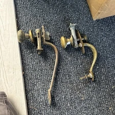 Antique Entry Mortise Lock Brass Art Deco Pull Handle 2 keys - Russwin