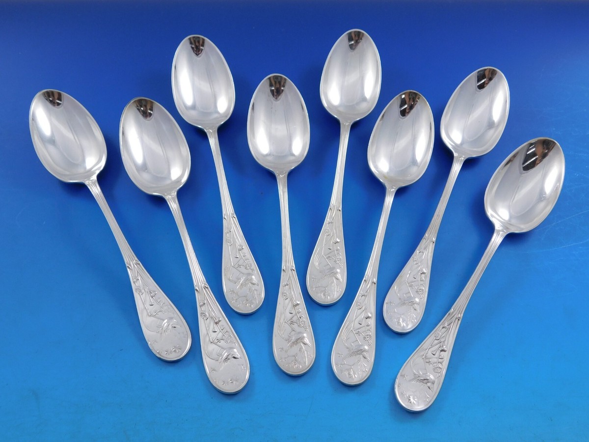 Audubon by Tiffany Sterling Silver Flatware Set of 8 Teaspoon 6 1