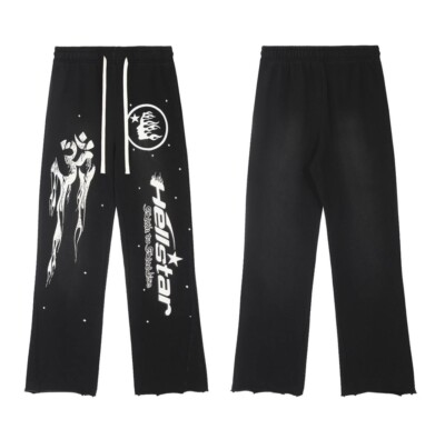 Hellstar Studios Racer Flare Black Sweats Pants Sz Large Overseas Exclusive