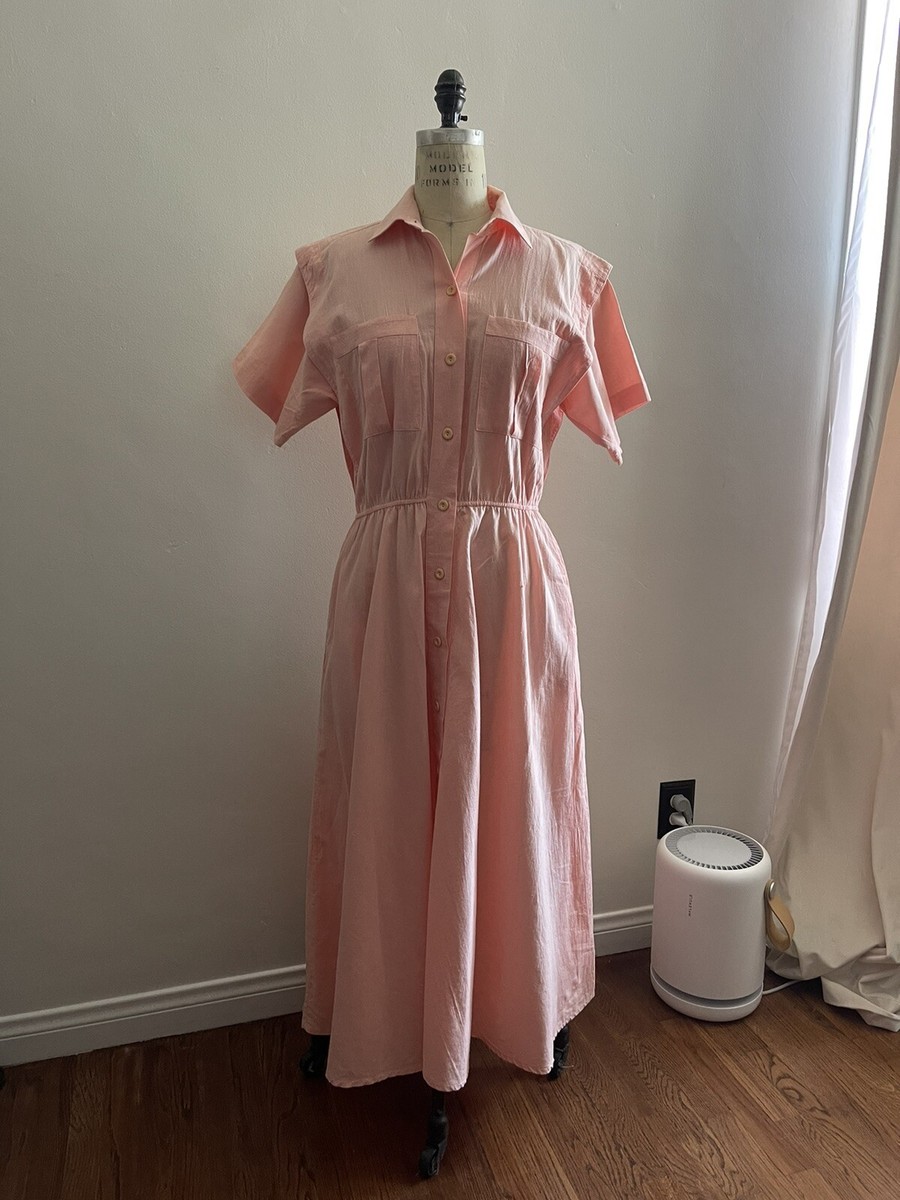 Vtg Soft Pink Safari Vacay Maxi Dress by Balkan II, George Georgiou, Size  Small