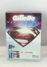 Gillette Fusion Pro Glide Superman Gift Set 4 Cartridges Razor & Shave Gel TF