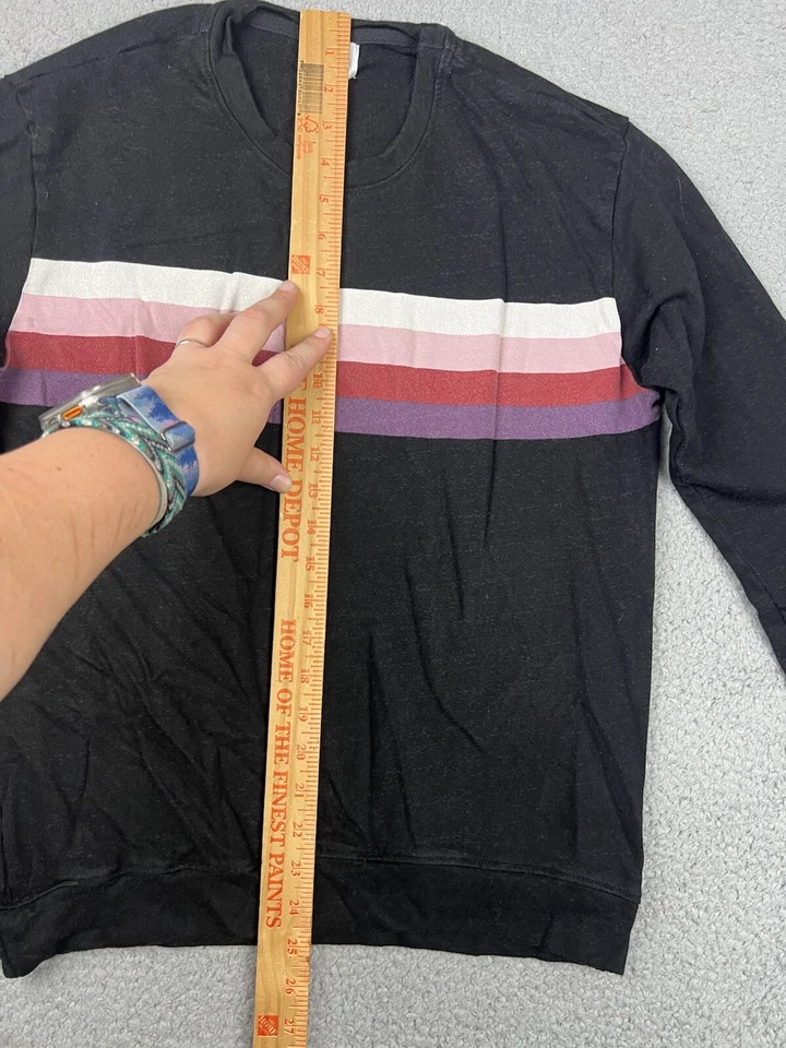 Sudadera Sundry Anthropologie para mujer 2 rayas negras cuello redondo EE. UU. Cozycore Foto 3 de 4