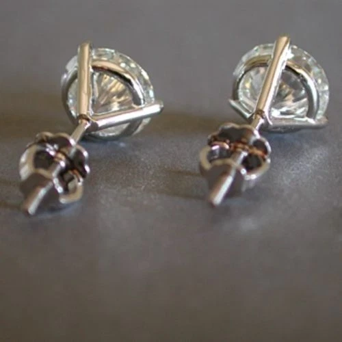 Pendiente de moissanita de corte redondo blanco roto de 6 mm en plata maciza 925 Foto 2 de 2