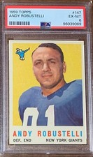 1959 Topps Football #147 Andy Robustelli New York Giants PSA 6 Nicely Centered