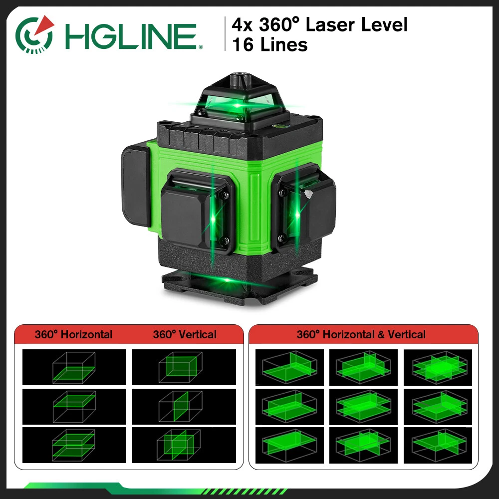 Laser Level 360° Self Leveling 16 Lines 4D Laser Level Measure Tool With Tripod