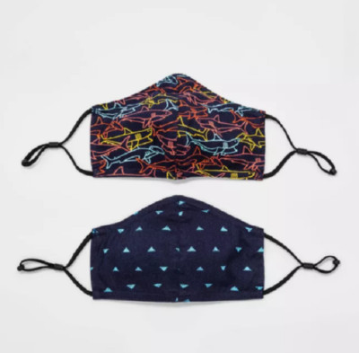 NEW Cat & Jack Kids' 2 Pack Fabric Cloth Face Coverings One Size