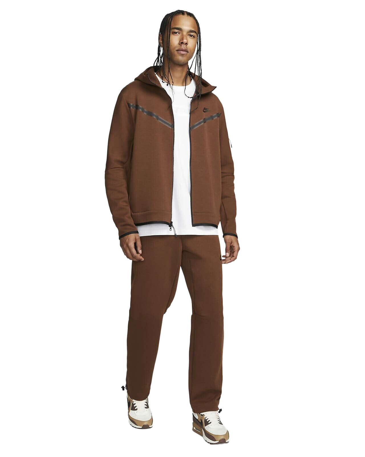 Men's Nike Sportswear Cacao Wow/Black Tech Fleece Full-Zip Hoodie – CDE