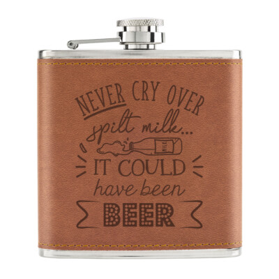 Hip Flask 6oz PU Leder Tan Edelstahl Bierflasche von Gift Base