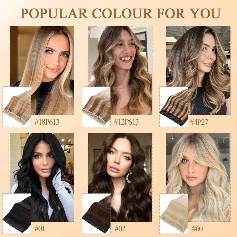CLEARANCE One Piece Clip in 100% Remy Human Hair Extensions Remy Highlight 24" - Image 3 of 4