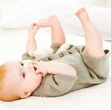 0246 Knitting Baby's Comfy Romper Suit 0-9mths DK - Vintage Pattern Copy