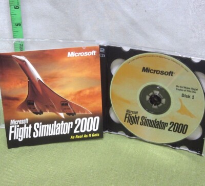 MICROSOFT Flight Simulator 2000 game 2-disc set CD-Rom w/ key-code