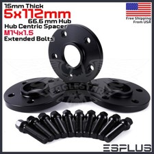 4 15mm Thick Audi 5x112mm Cb 66.6 Wheel Spacer Kit 14x1.5 Ext Bolts Included
