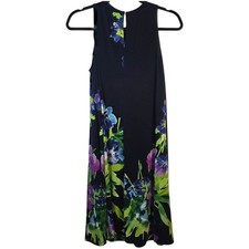Lauren Ralph Lauren Maxi Dress Sleeveless Tropical Floral Size 2 Black Womens