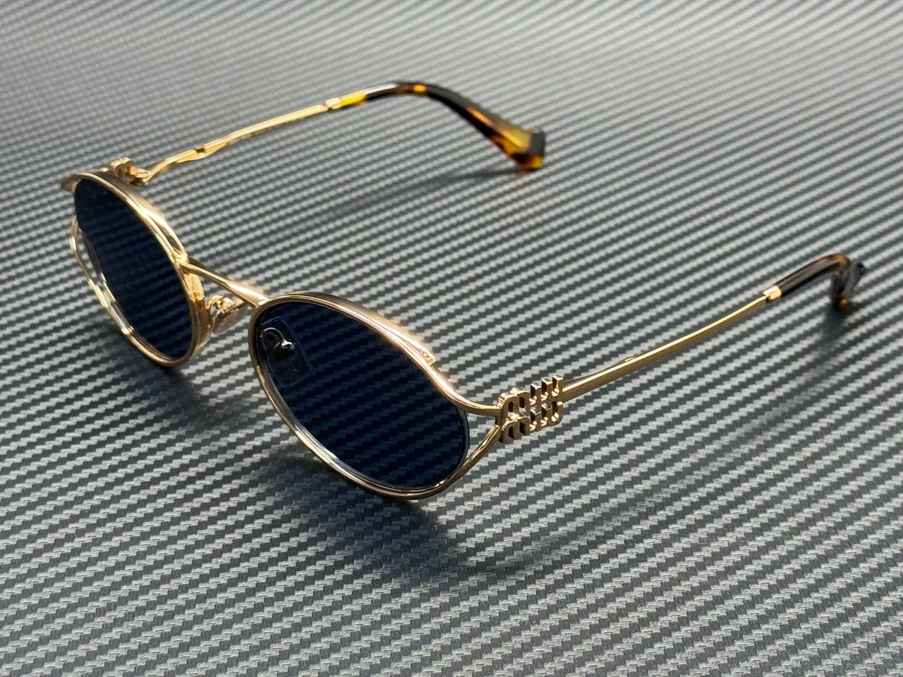Miu Miu — MIU MIU MU 52YS ZVF1V1 Pink Gold Dark Blue Women's 54 mm Sunglasses
