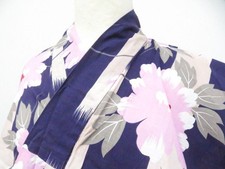 JAPANESE KIMONO YUKATA PURPLE 162.5cm 5 ft 4 in COTTON EE7900