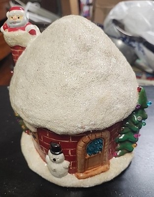 VINTAGE SNOW HOUSE/IGLOO SANTA CHIMNEY No Cord Missing Bulbs As Is #2 Village