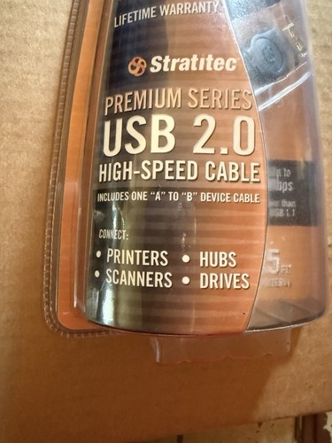 STRATITEC Premium USB 2.0 High-Speed Cable A to B 24K Gold Connectors NEW - Picture 3 of 6