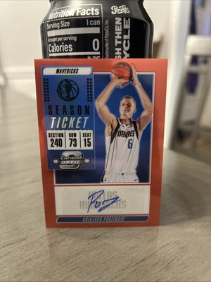 2018 KRISTAPS PORZINGIS CONTENDERS OPTIC PRIZM SEASON TICKET RED AUTO /49 VT-KPZ