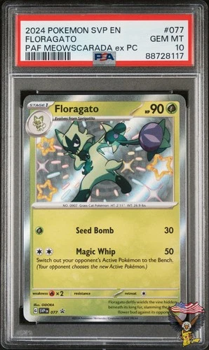 Floragato 077/091 Paldean Fates Meowscarada EX Premium Collection Pokemon PSA 10
