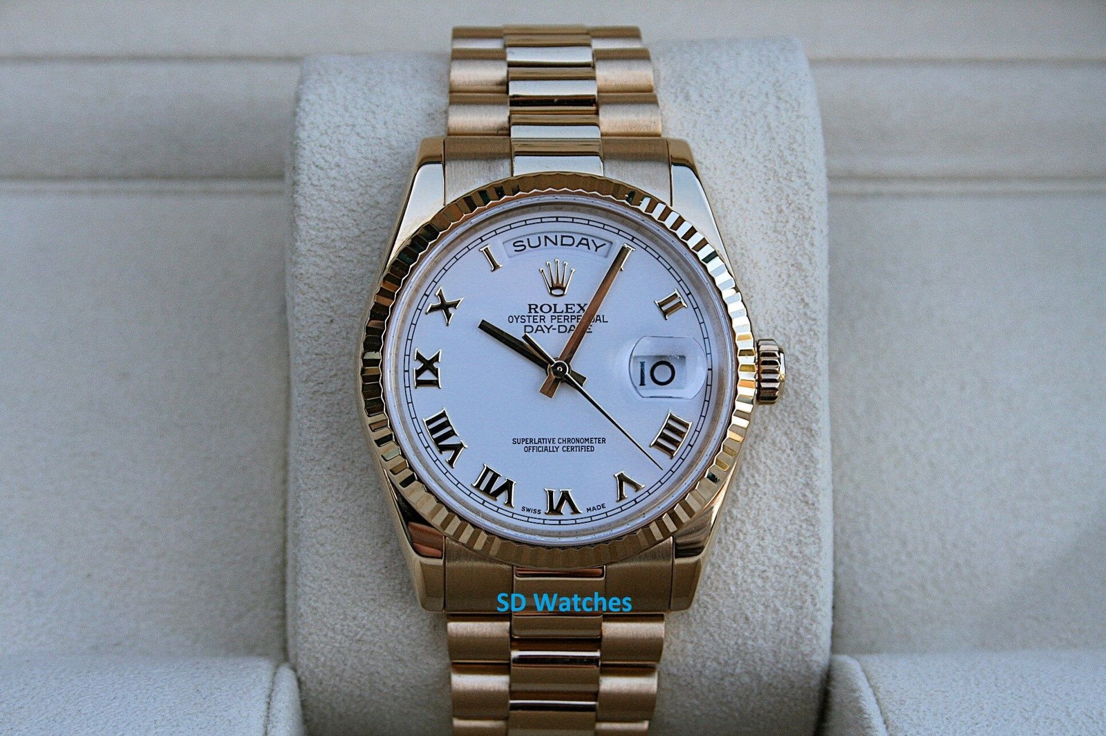 ROLEX 118238 DAY DATE WATCH 36MM PRESIDENT 18K YELLOW GOLD