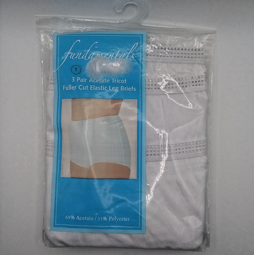 Sears Fundamentals Acetat Trikot voll geschnitten elastisches Bein Slips 3 Paar Gr. 7 Vintage