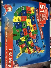 New Factory Sealed Melissa  Doug USA Map Floor Puzzle 51pcs