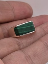 VINTAGE MEXICO MALACHITE HANDMADE STERLING SILVER 925 RING SIZE 9