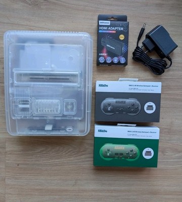 SNES Custom Konsole | Transparent Weiß | 2x 8BitDo Wireless | HDMI | Gereinigt 