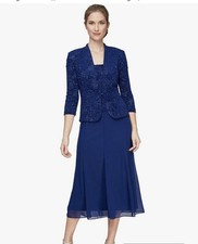 Alex Evenings Women's Tea Length Jacket Dress, Perfect for Weddings,Size 16W