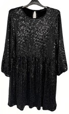 In The Style Ladies Black Sequinned Mini Dress with Long Sleeves and Round Neck