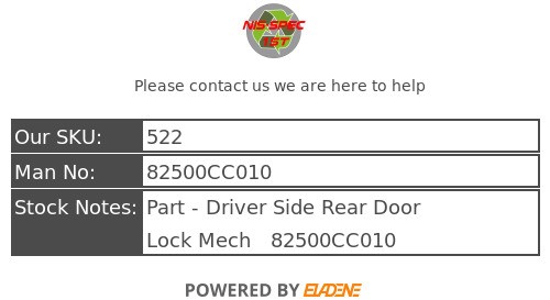 Nissan Murano Z50 2005 lado del conductor cerradura trasera mecánica 2004-2008 82500CC010 - Imagen 10 de 11