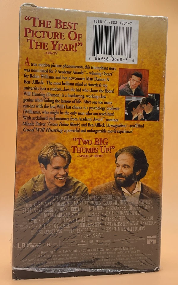 Good Will Hunting VHS 1998 Robin Williams Matt Damon Ben Affleck **Buy 2 Get 1** - Image 2 of 3