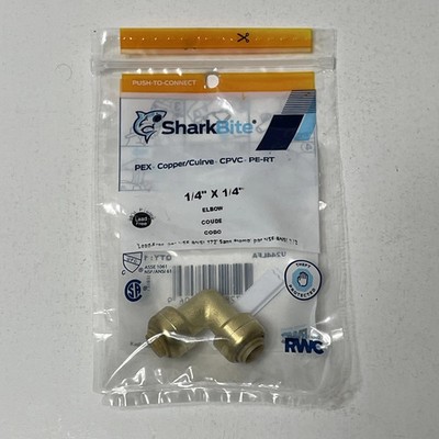 SharkBite U244LFA 1/4'' Elbow Push To Connect Brass 90-Degree El PEX PVC Copper