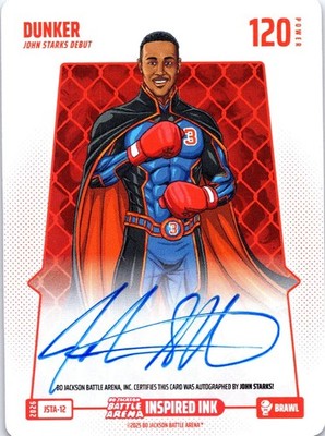 Bo Jackson Battle Arena Dunker Brawl On Card Auto John Starks SSP